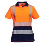 Womens Hi Vis Cotton Comfort Contrast Short Sleeve Polo Shirt