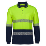 Mens Hi Vis Long Sleeve Segmented Tape Polo