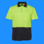 Mens Hi Vis Non Cuff Short Sleeve Cotton Back Polo
